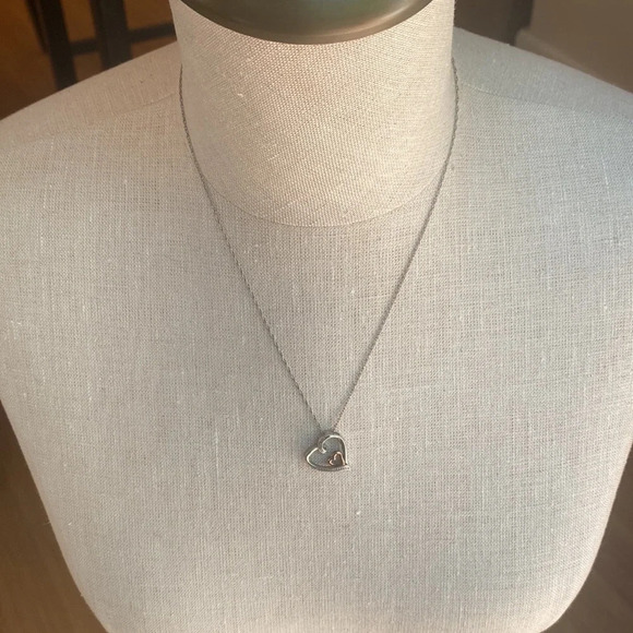 Sterling Silver Diamond Encrusted Heart Necklace - Picture 4 of 6